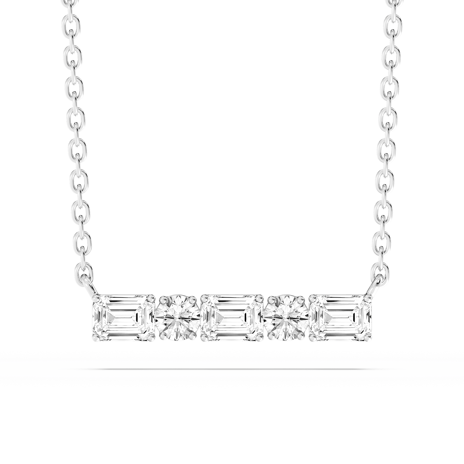 1/2 ctw Round and Emerald Lab Grown Diamond Alternating Five-Stone Necklace - 16 to 18 Inches
