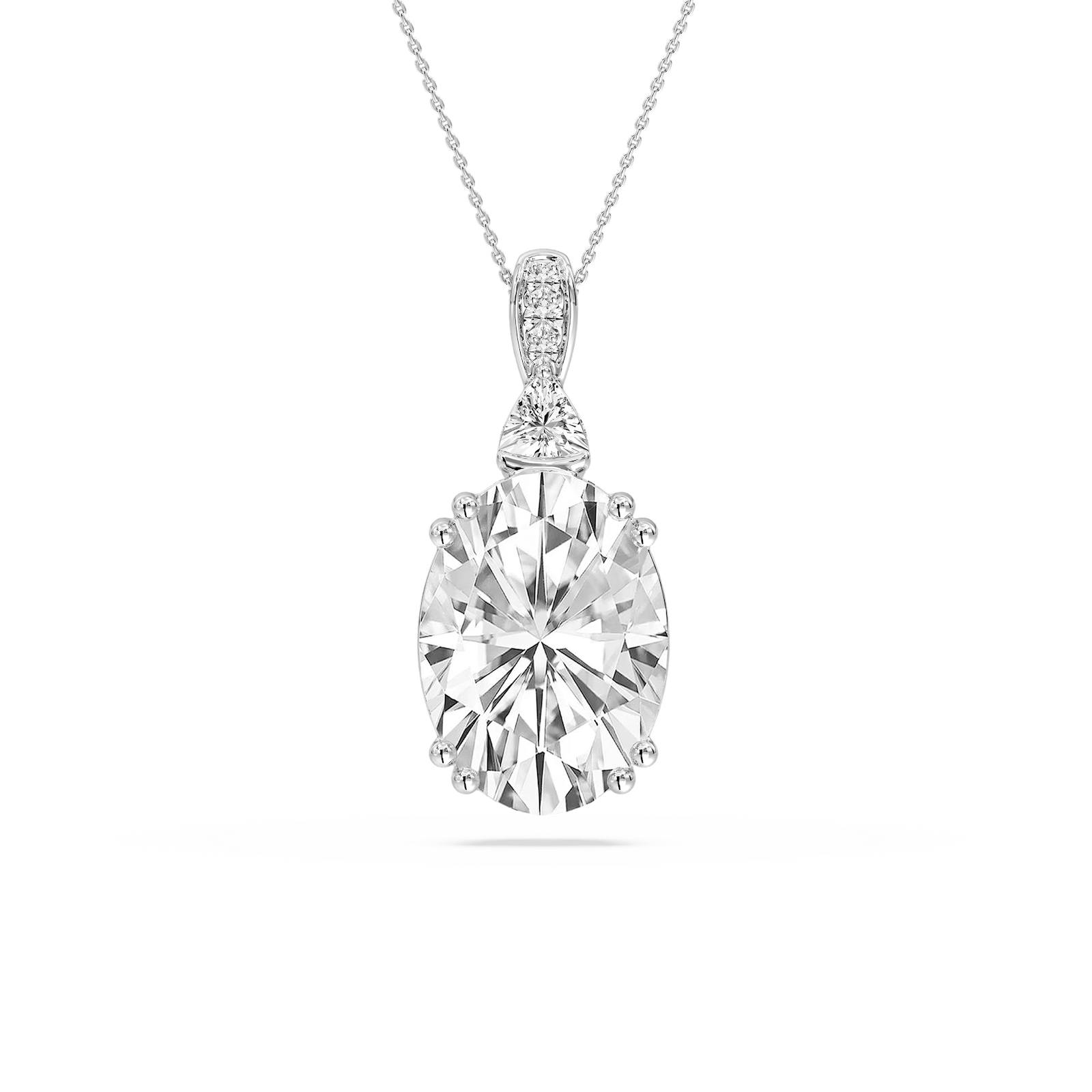 24 ctw Oval Lab Grown Diamond Double Prong Pendant - 18 Inches - Signature Collection
