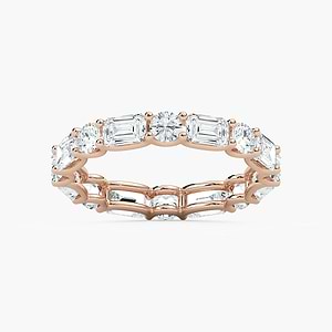 Amari Emerald and Round Lab Grown Diamond U Prong Set Eternity Band