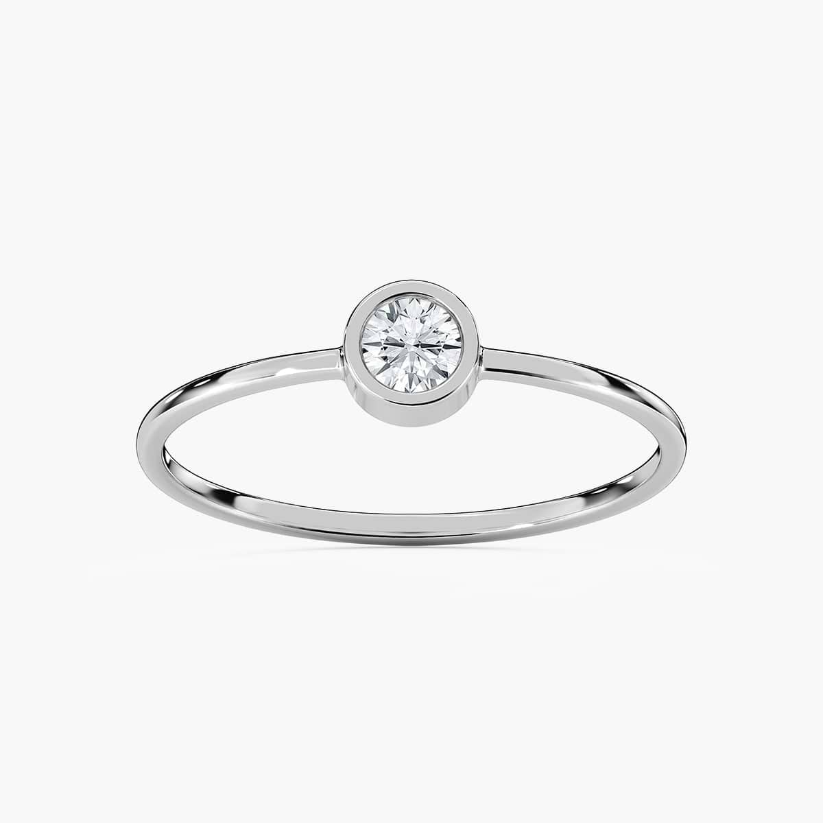 Glow Stackable Band with Bezel Set Round Cut Lab-Grown Diamonds in 14K White Gold
