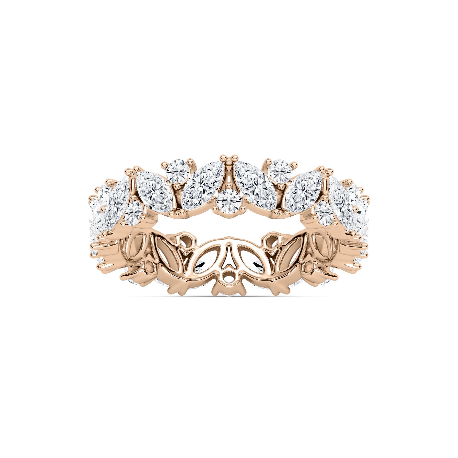 Janet 2 ⅜ ctw Marquise and Round Lab Grown Diamond Nature Inspired Eternity Band