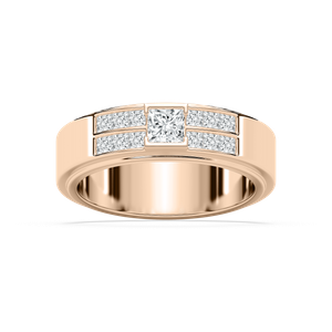 Max 1 ctw Princess Lab Grown Diamond 6.80mm Half Bezel Mens Wedding Band