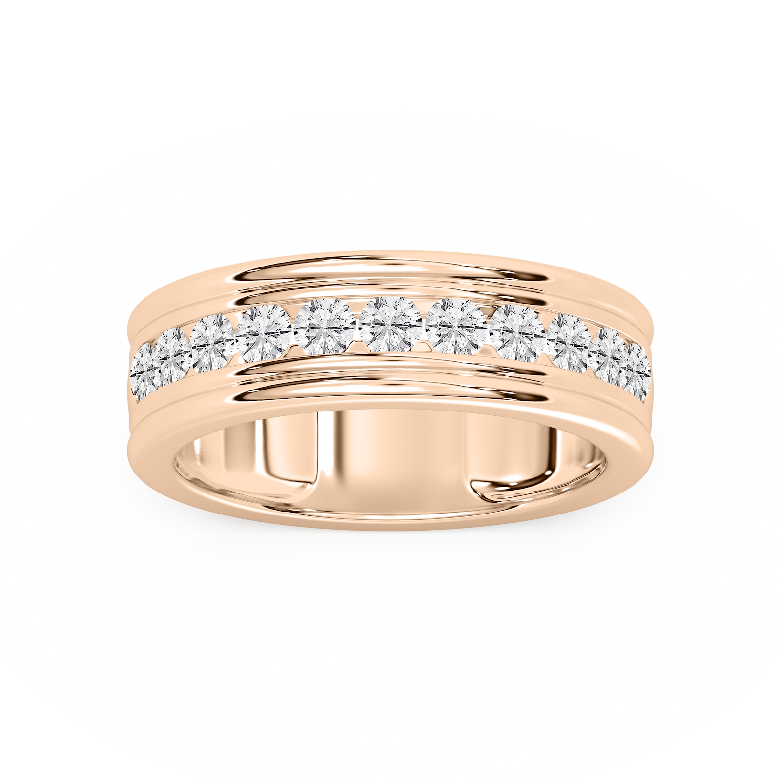 Alexander 1 ctw Round Lab Grown Diamond 7.25mm Channel Mens Wedding Band
