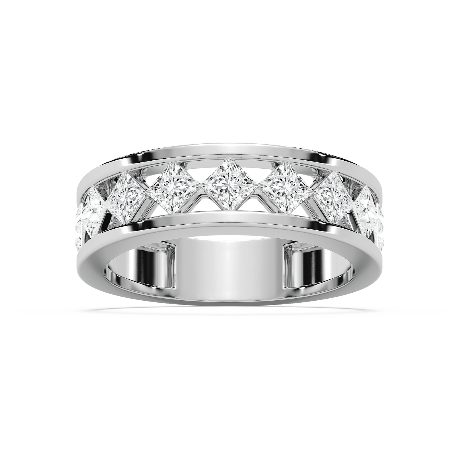 Square Cut Men’s Ring with 2.07ctw in 14K White Gold