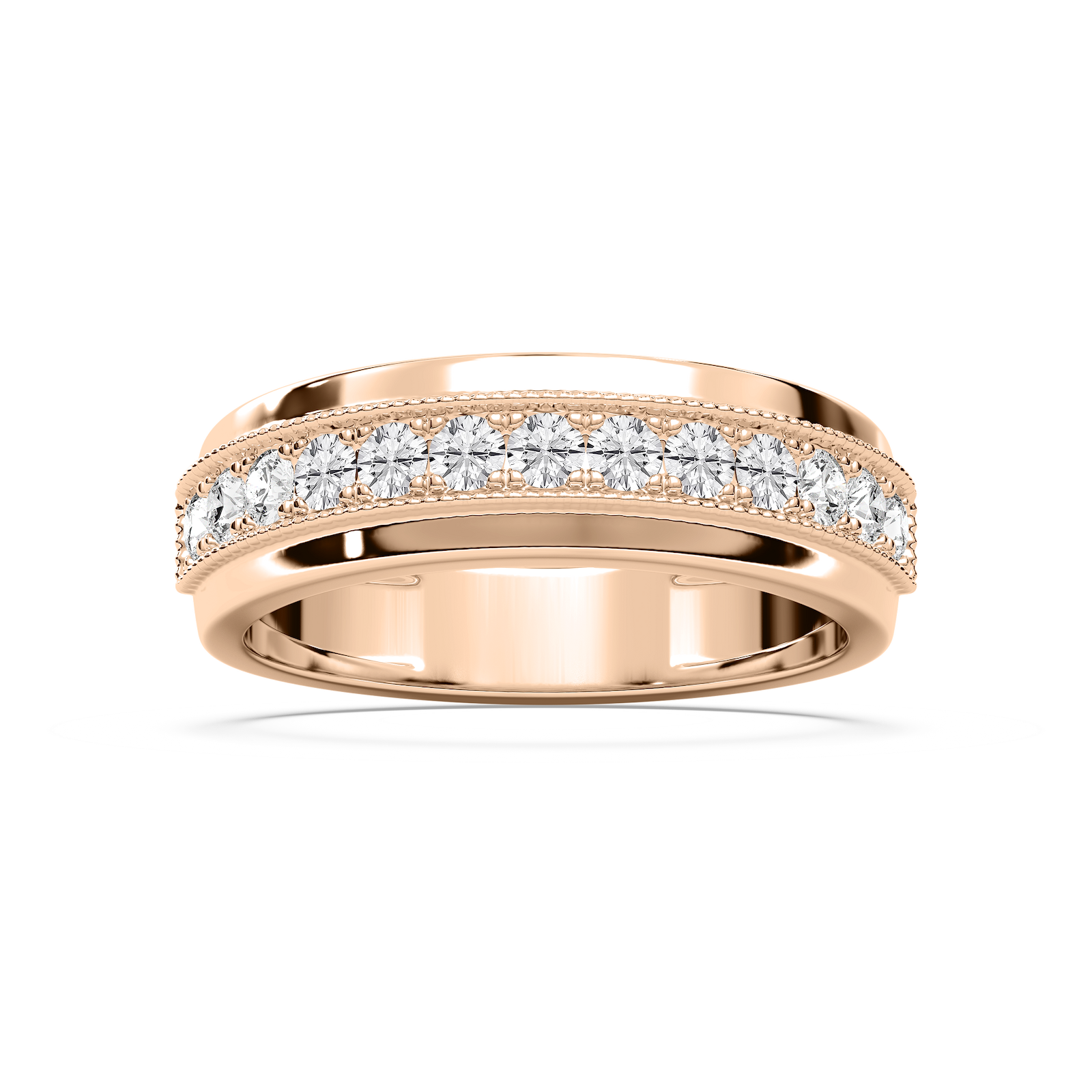 Louis 3/4 ctw Round Lab Grown Diamond 4.35mm Milgrain Channel Mens Wedding Band