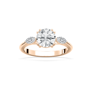 Mirha Round Lab Grown Diamond with Marquise Sides Three Stone Engagement Ring