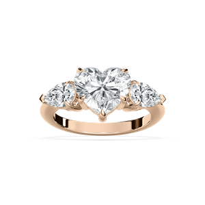 Sally 4 ctw Heart Lab Grown Diamond with Pear Sides Three Stone Engagement Ring
