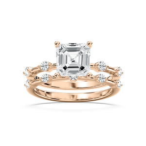 Mila 2 ⅞ ctw Asscher Lab Grown Diamond Station Wedding Set