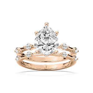 Mila 2 ⅞ ctw Pear Lab Grown Diamond Station Wedding Set