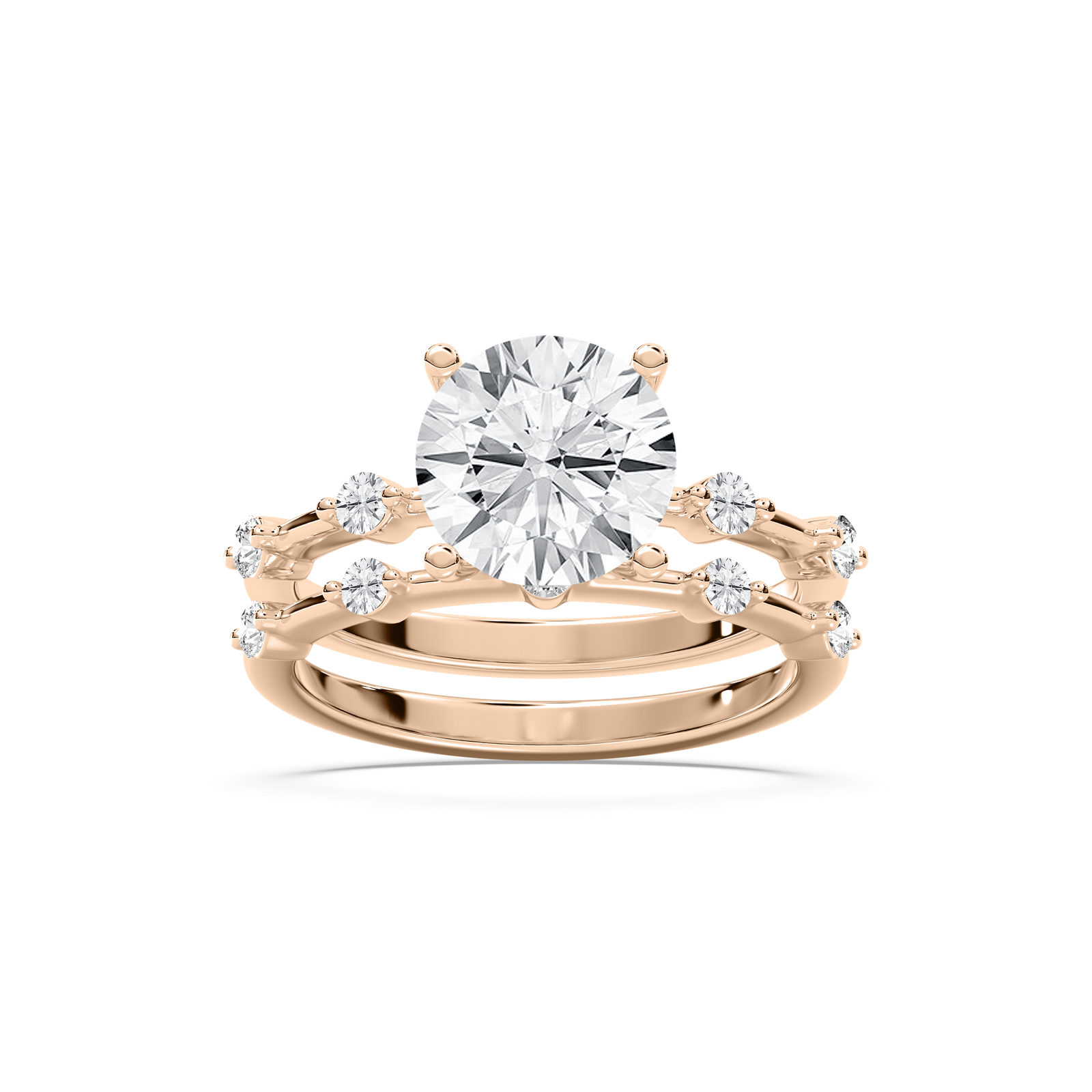 Mila 2 ⅞ ctw Round Lab Grown Diamond Station Wedding Set