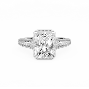 Mariana Radiant Lab Grown Diamond Vintage Milgrain Bezel Side Stone Engagement Ring