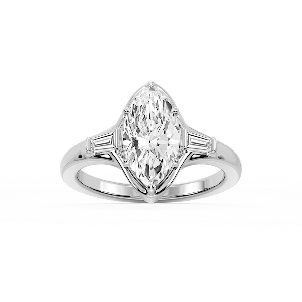 Adeline Marquise Lab Grown Diamond Six Prong Three Stone Engagement Ring