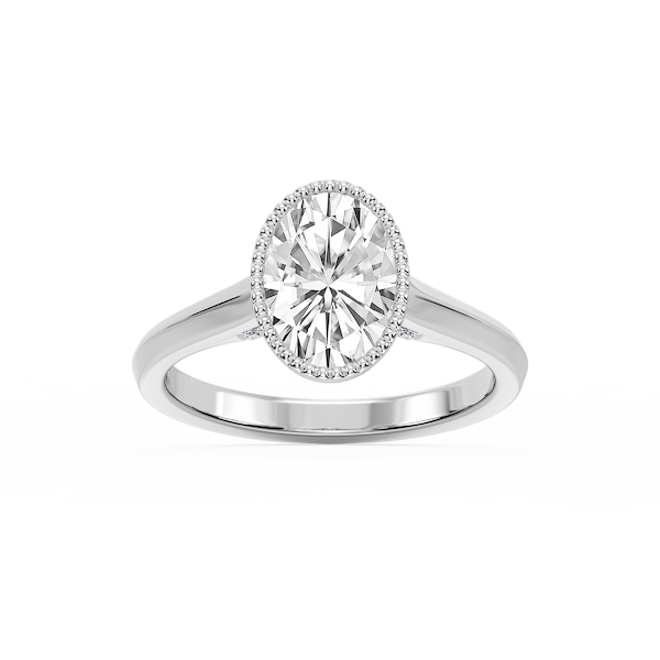 Jane Oval Lab Grown Diamond Milgrain Bezel Side Stone Engagement Ring