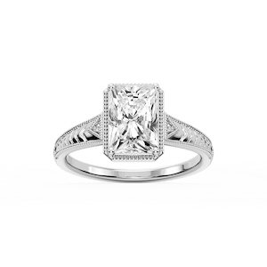 Florence Radiant Lab Grown Diamond Milgrain Bezel Three Stone Engagement Ring