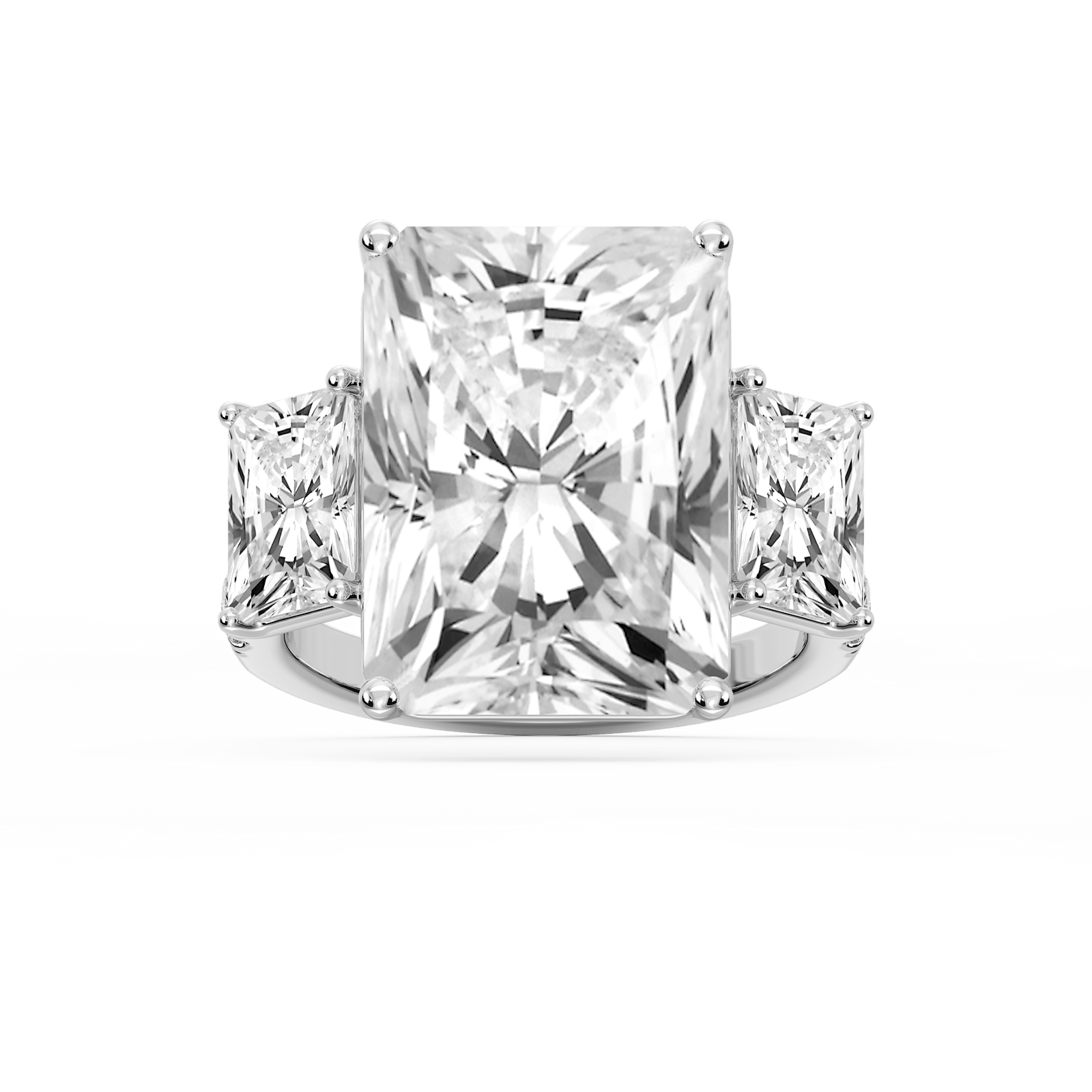 Kelly 19 ¼ ctw Radiant Lab Grown Diamond Pave Three Stone Engagement Ring - Signature Collection