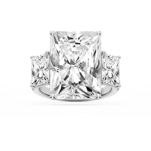 Kelly 19 ¼ ctw Radiant Lab Grown Diamond Pave Three Stone Engagement Ring - Signature Collection