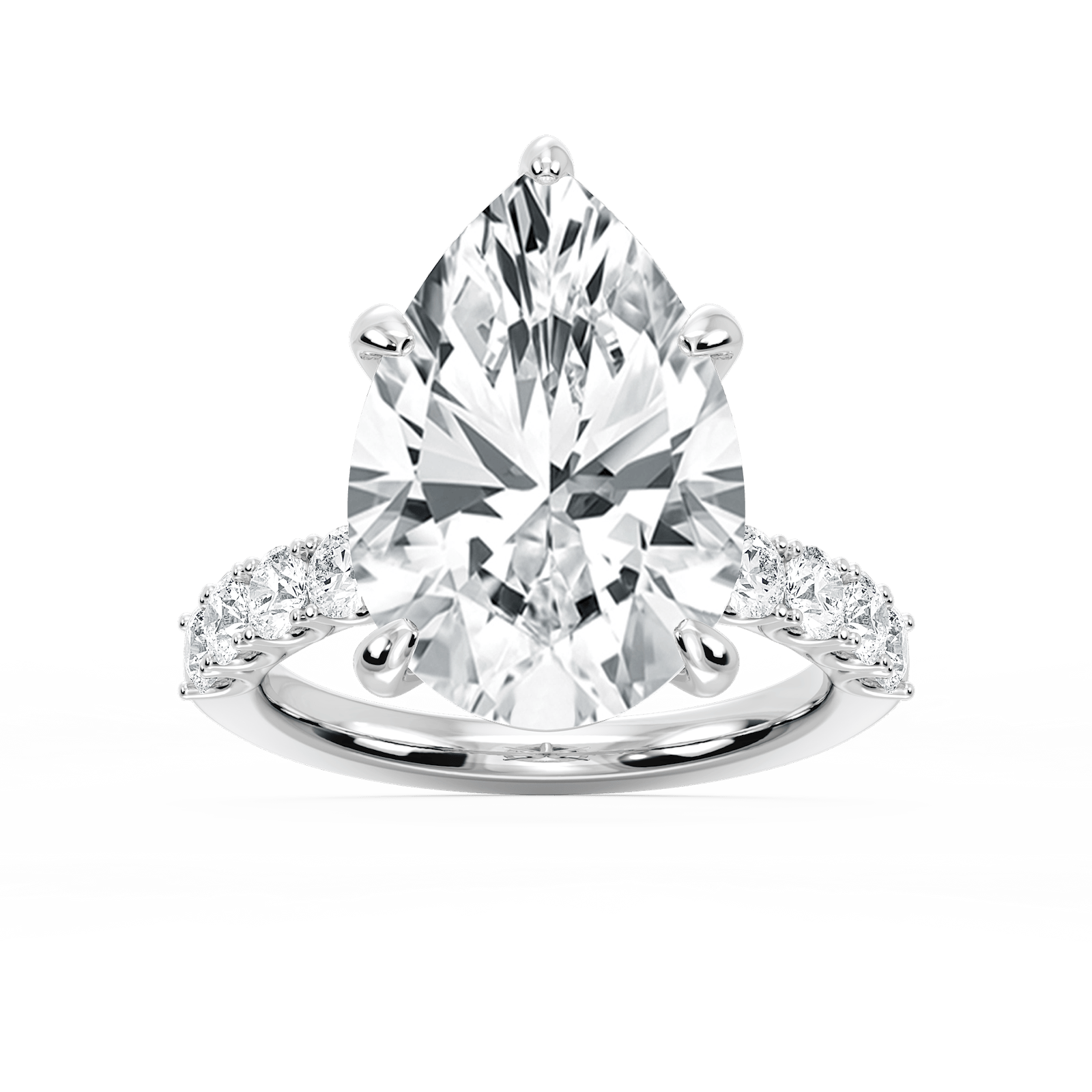 Erica 12 ⁷⁄₈ ctw Pear Lab Grown Diamond U-Prong Side Stone Engagement Ring – Signature Collection