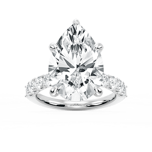 Erica 12 ⁷⁄₈ ctw Pear Lab Grown Diamond U-Prong Side Stone Engagement Ring – Signature Collection