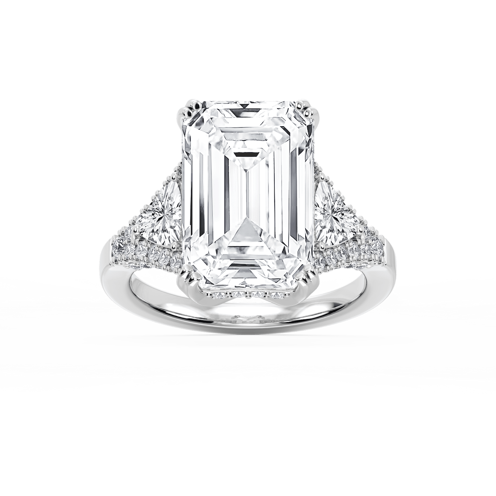Violet 11 ¾ ctw Emerald Lab Grown Diamond Three Stone Engagement Ring - Signature Collection