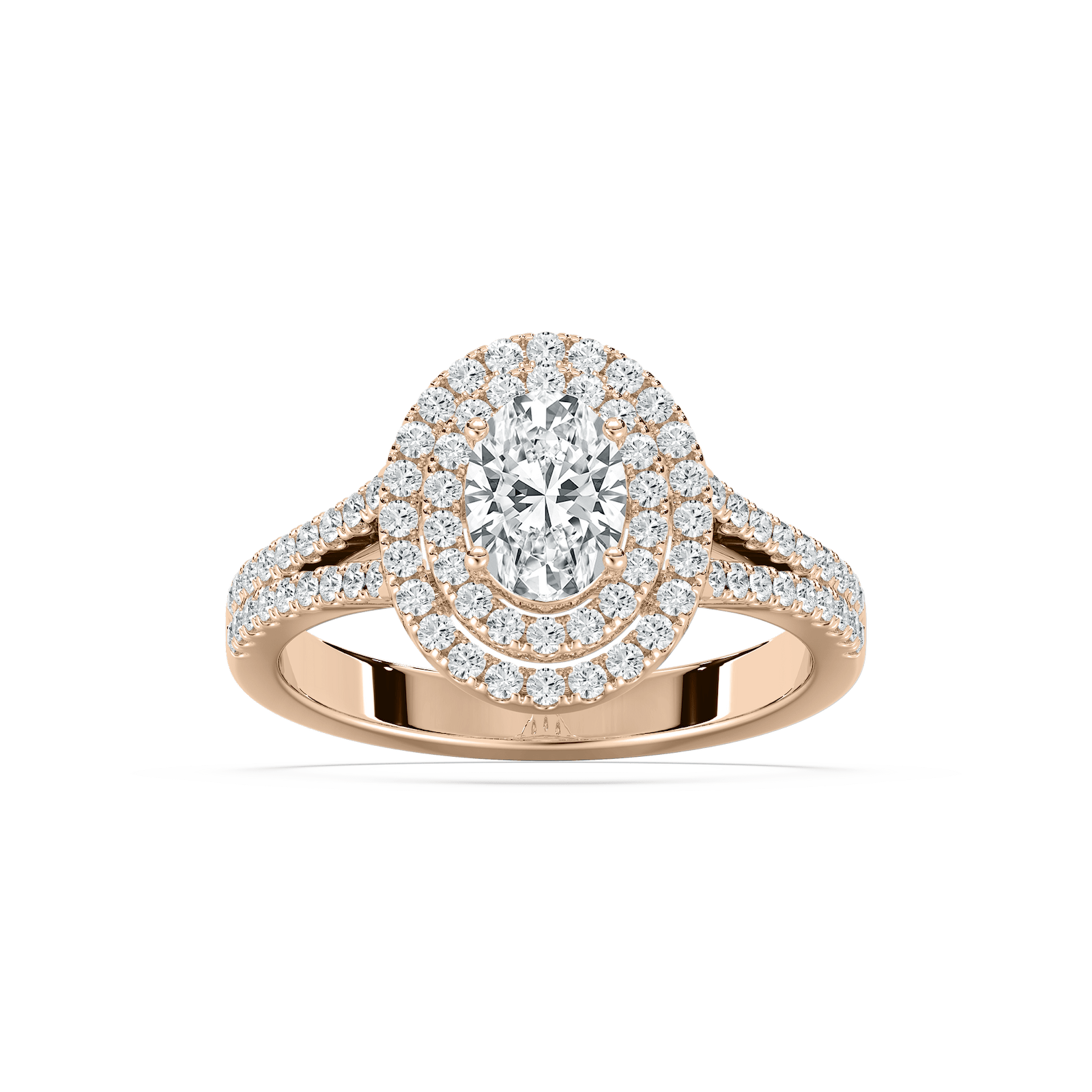Gemma 1 ²⁄₅ ctw Oval Lab Grown Diamond Split Shank Double Halo Engagement Ring