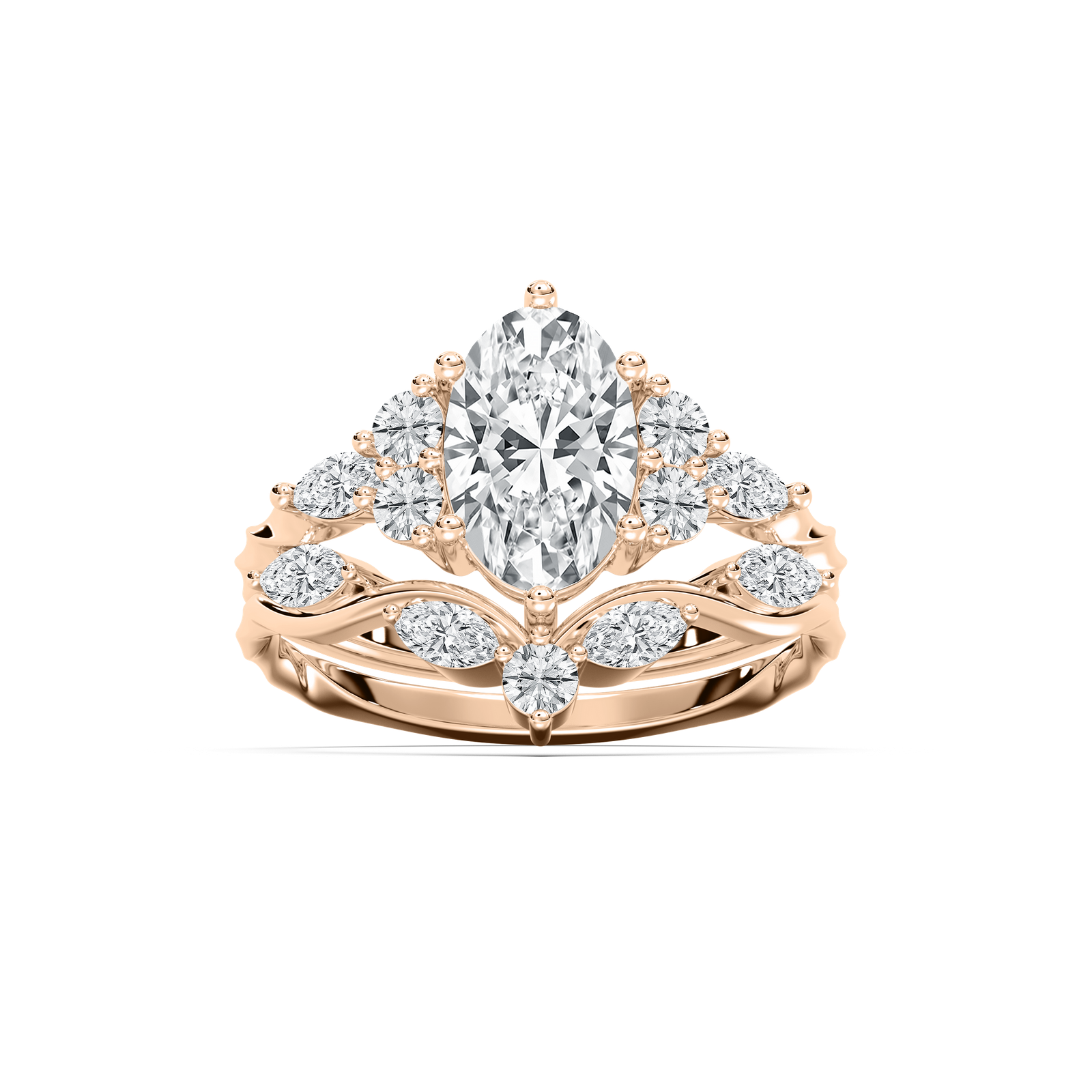 Maura 2 ¼ ctw Oval Lab Grown Diamond Nature Inspired Vine Motif Wedding Set