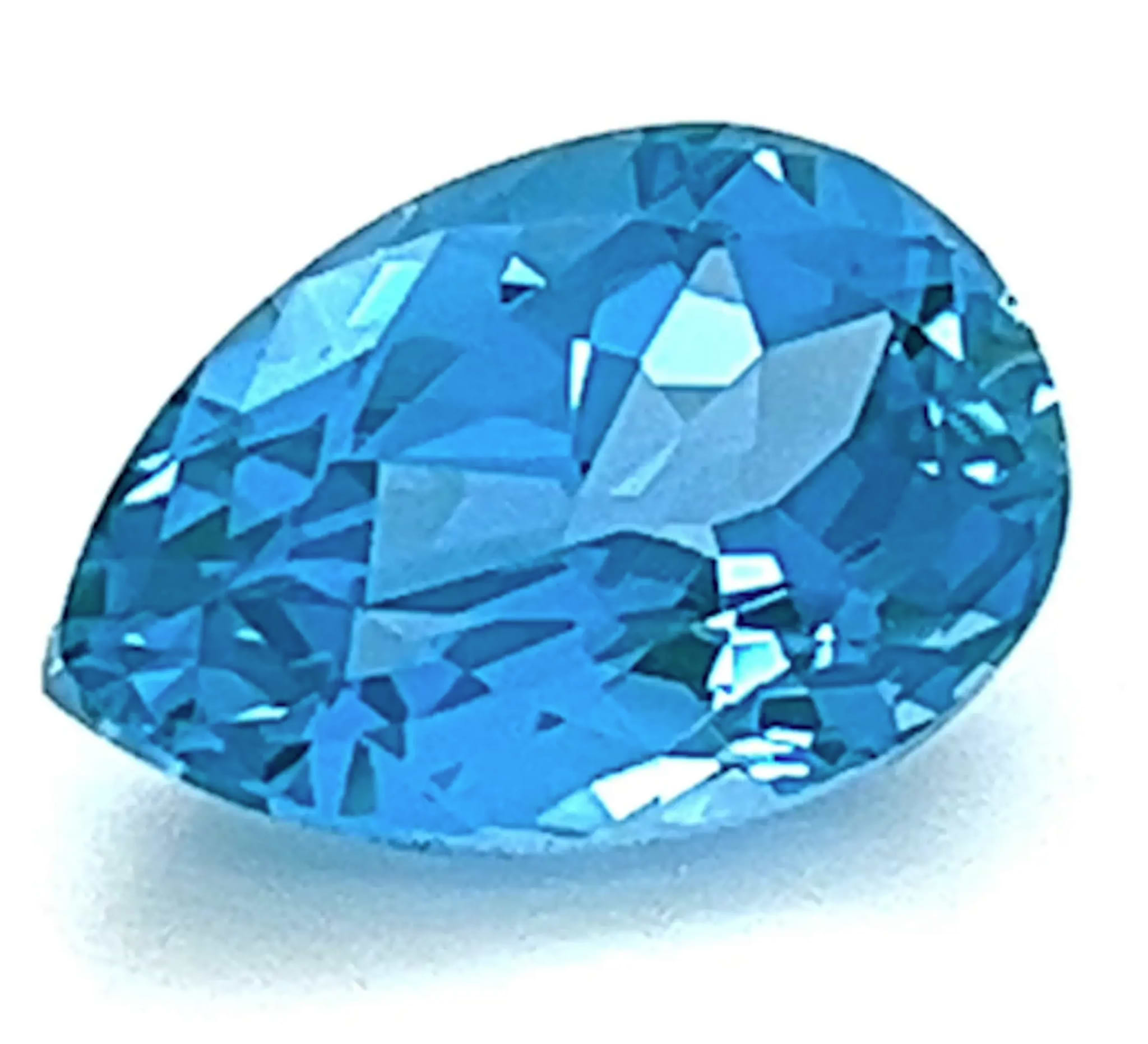 4.70 Carat Pear Cut Lab-Created Paraiba Teal Spinel