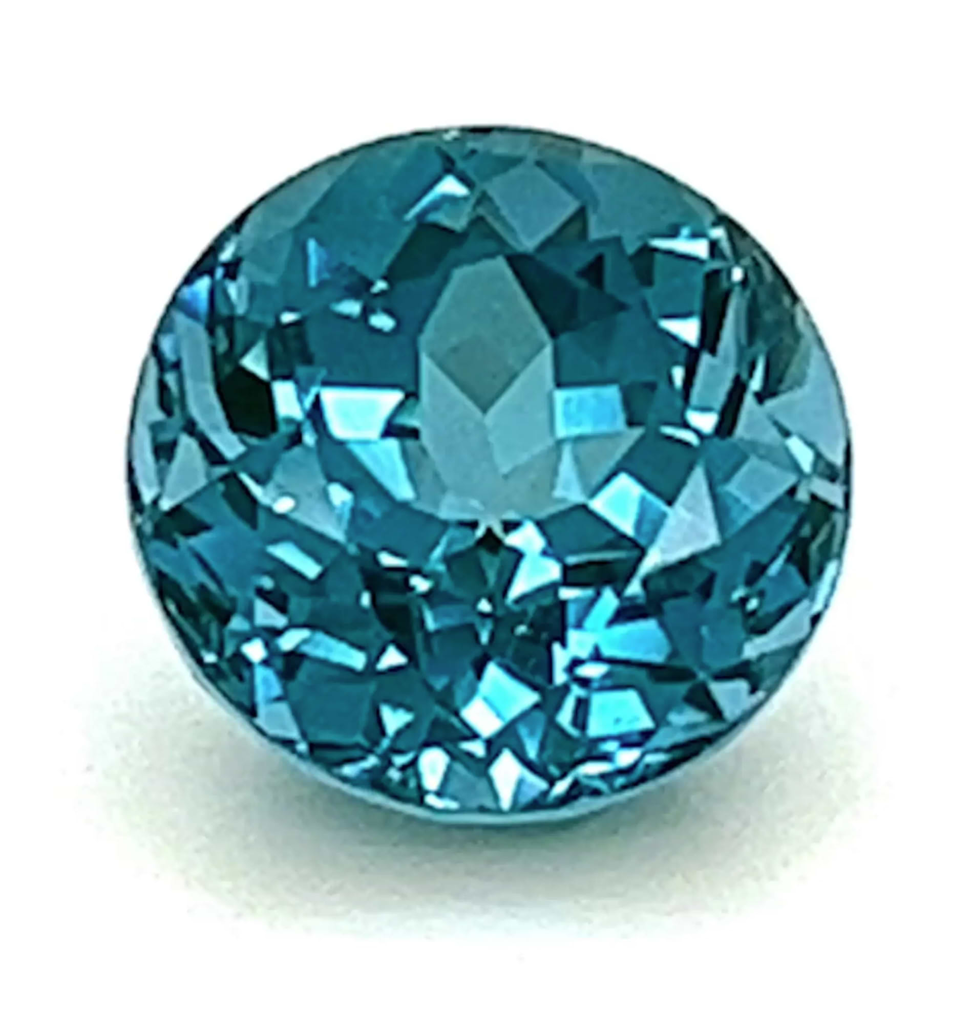 3.46 Carat Round Cut Lab-Created Paraiba Teal Spinel