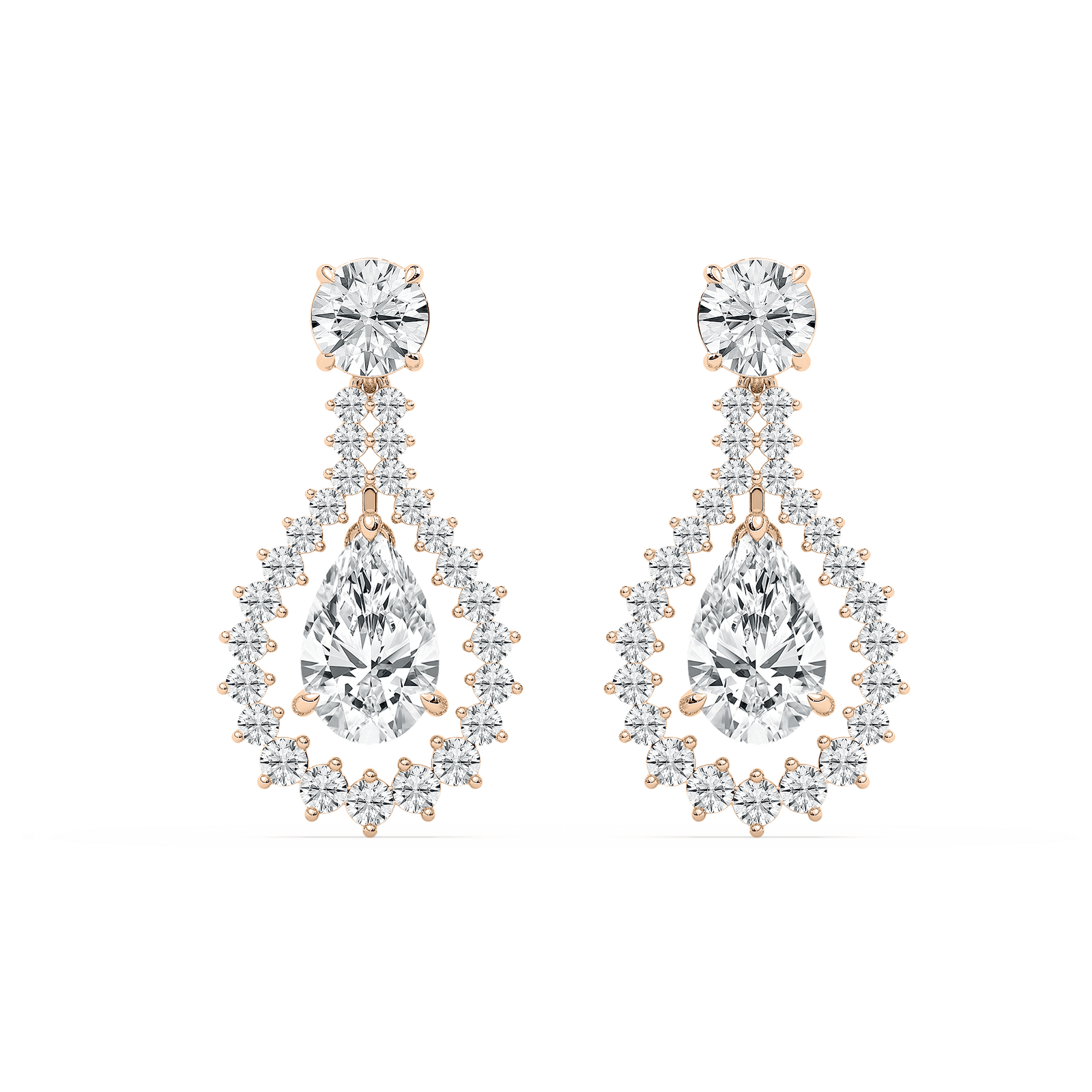 Parisian Pear Drama Earrings in Rose Gold