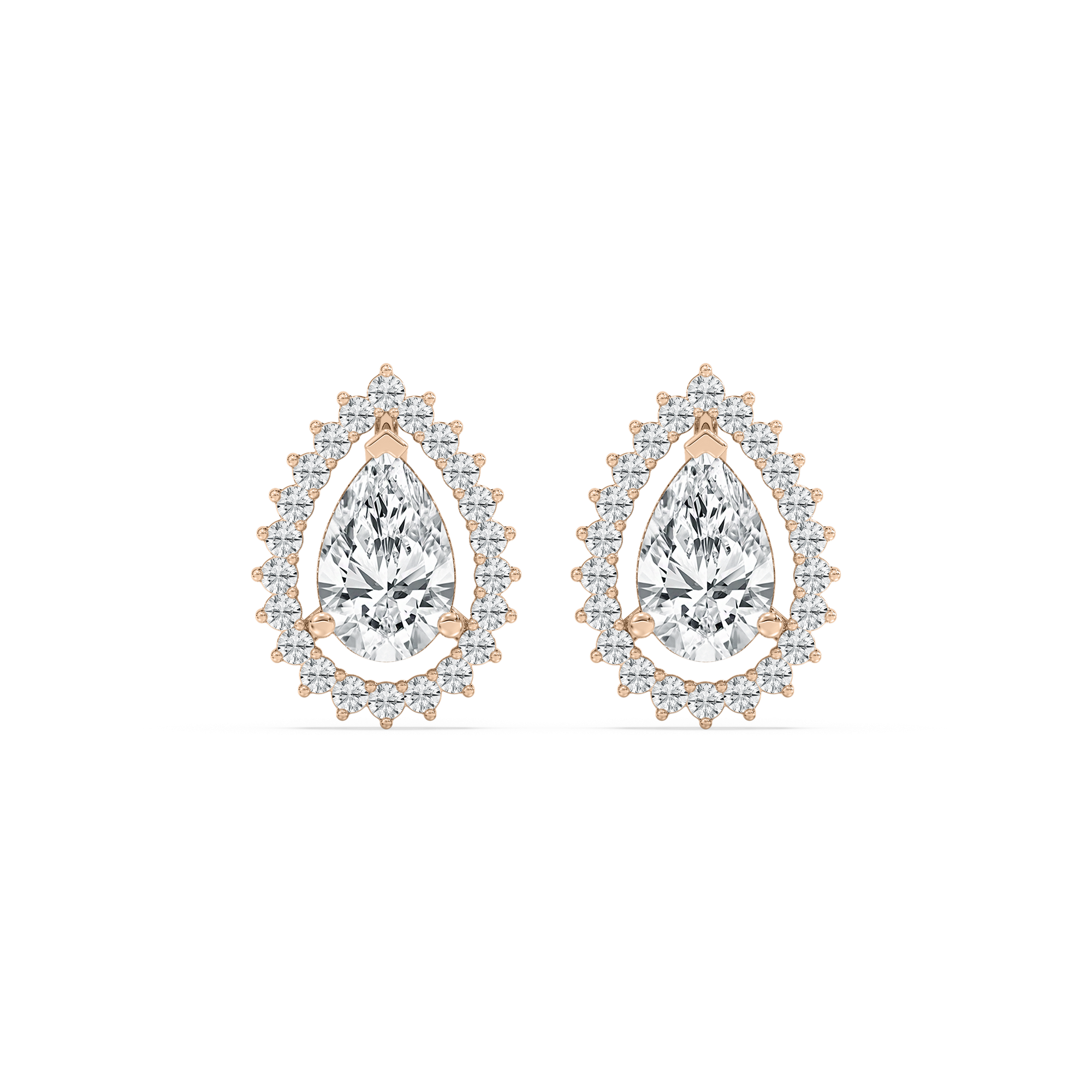 Parisian Pear Stud Earrings in Rose Gold