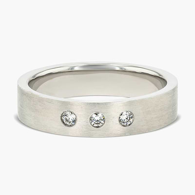 Brad 1/5 ctw Diamond Accent Round Lab Grown Diamond 5.00mm Three Stone Mens Wedding Band