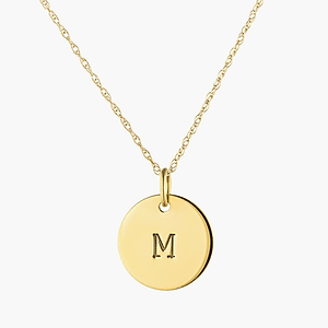 Engraved Initial Disc Pendant   - 16, 18 or 20 Inches