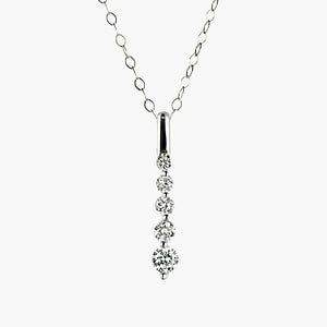 Round Lab Grown Diamond Five Stone Vertical Necklace