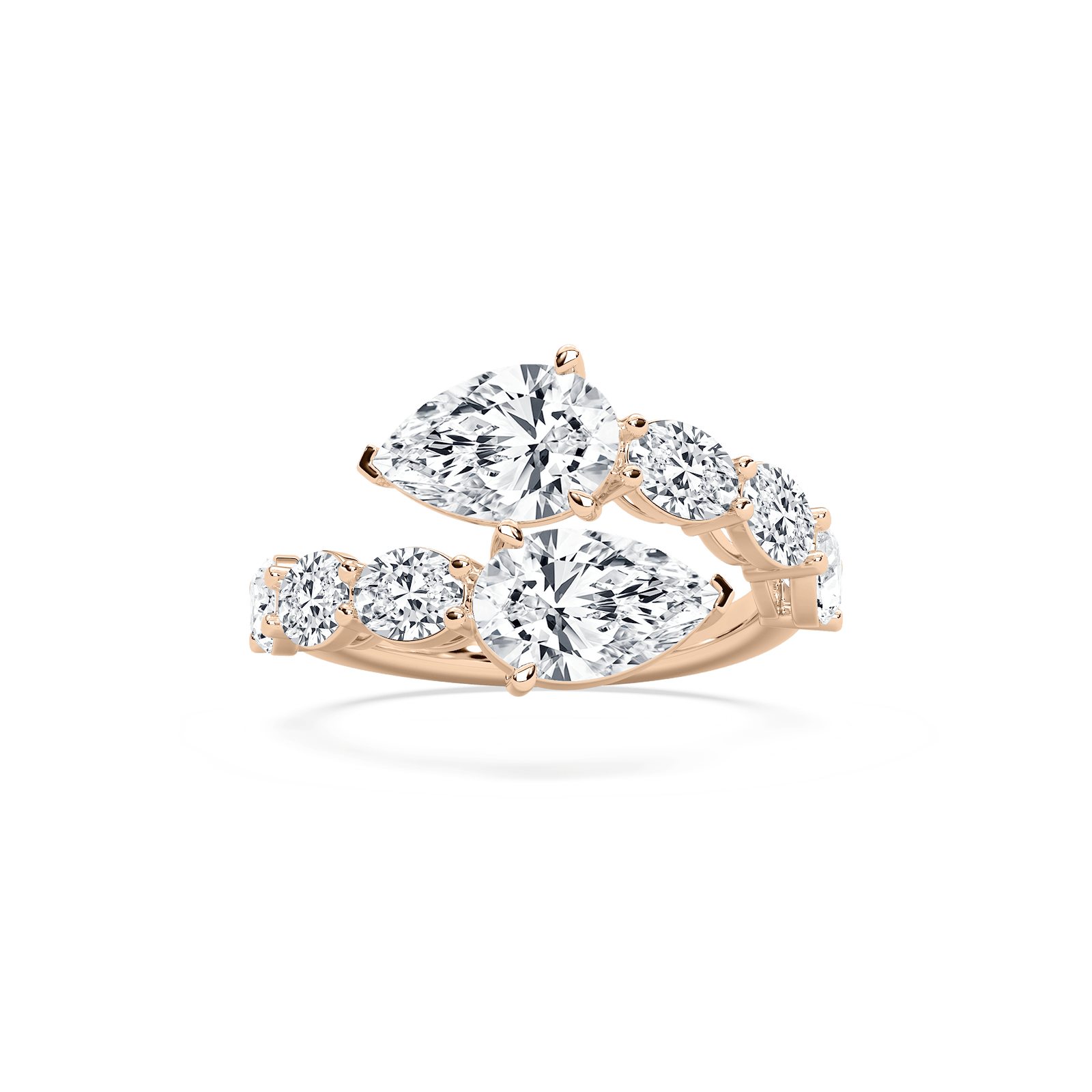 Pear Bypass Ring in Rose Gold