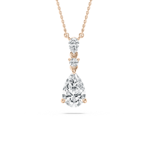 Pear Diamond Drop Pendant in Rose Gold