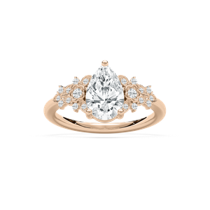 Pear Floral Engagement Ring in Rose Gold