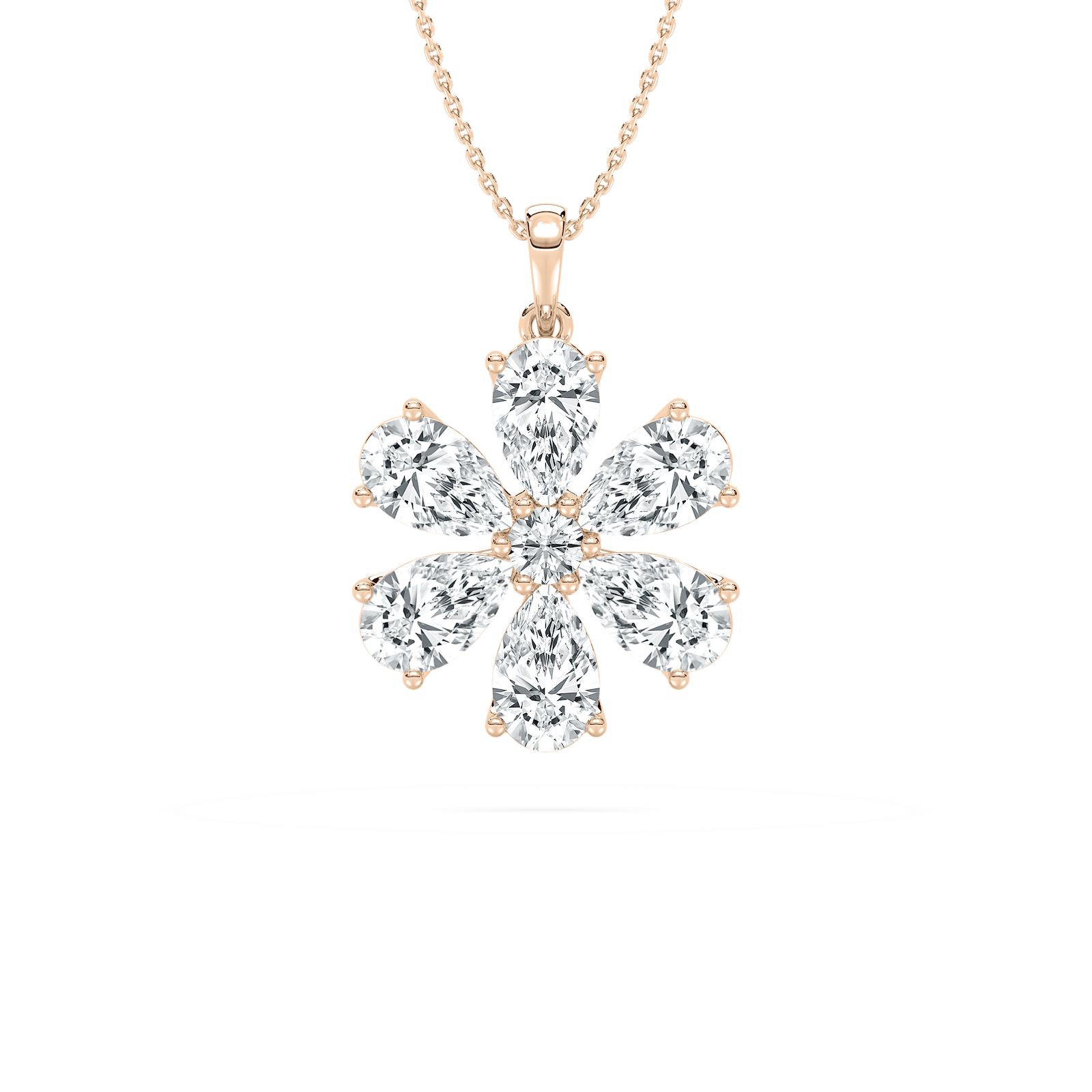 Pear Flower Pendant in Rose Gold