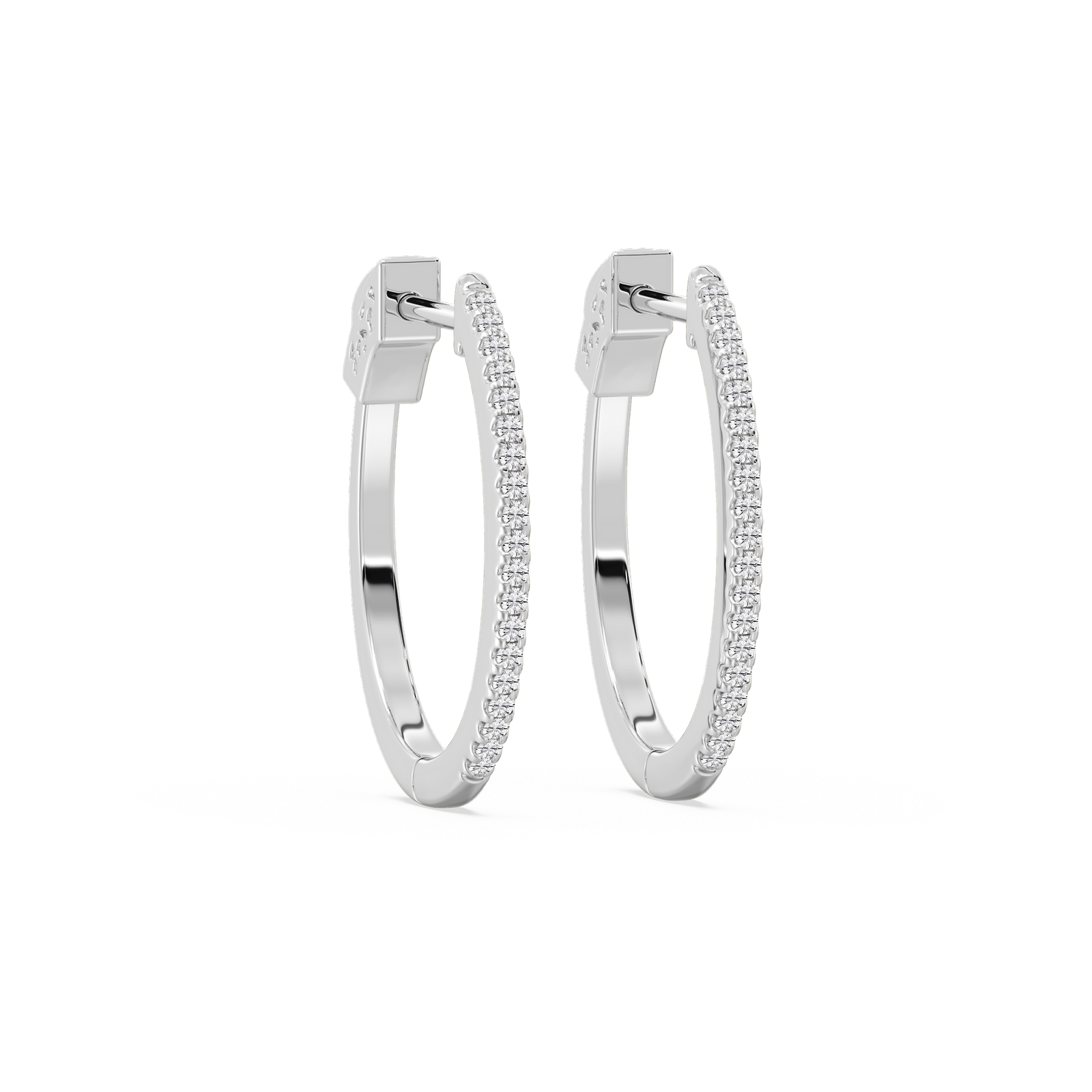 Petite Hinged Hoops with Lab-Grown Diamonds in 14K White Gold