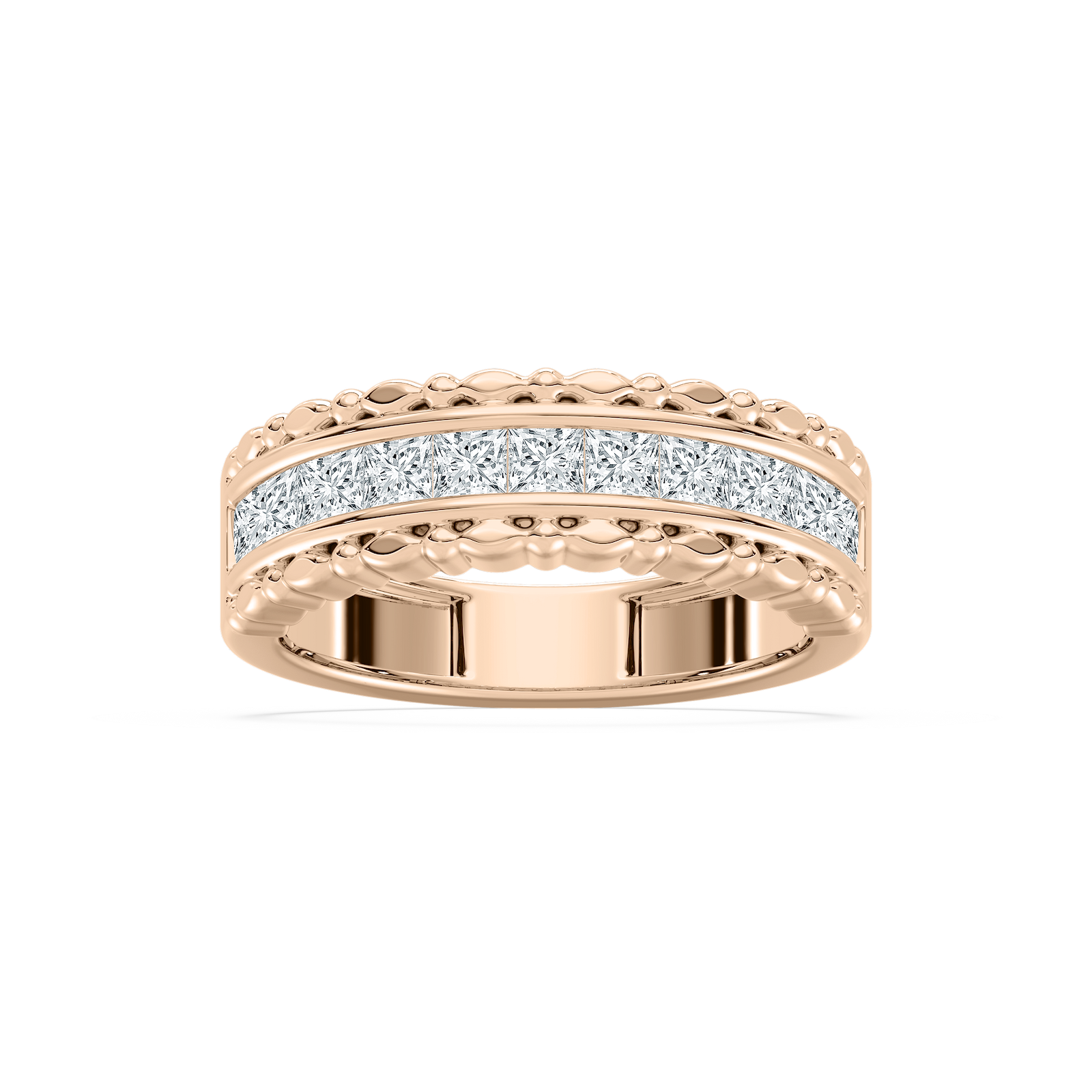 Princess-Cut Eleven-Stone Channel Band in Rose Gold
