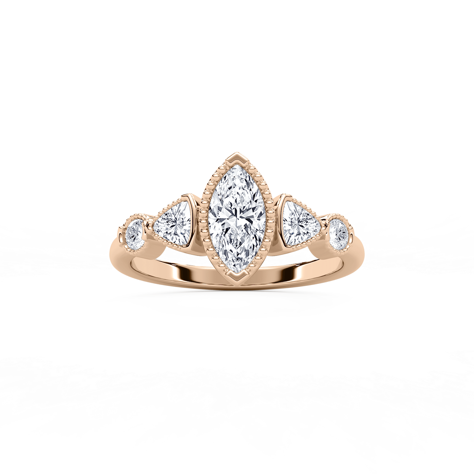 Quinn Petite Marquise Engagement Ring in Rose Gold