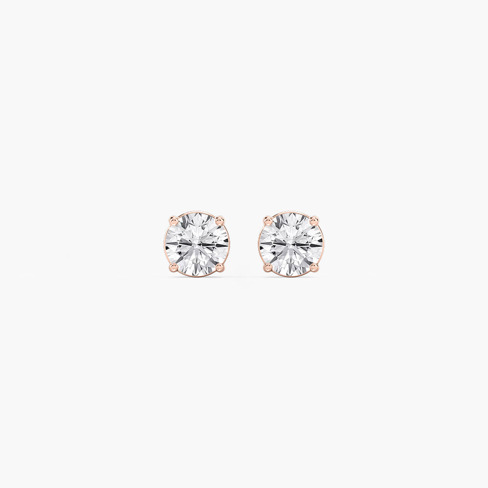 Round Certified Lab Grown Diamond Classic Four Prong Stud Earrings