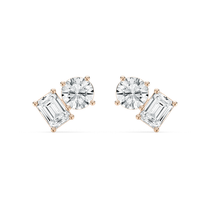 Round Emerald Stud Earrings in Rose Gold