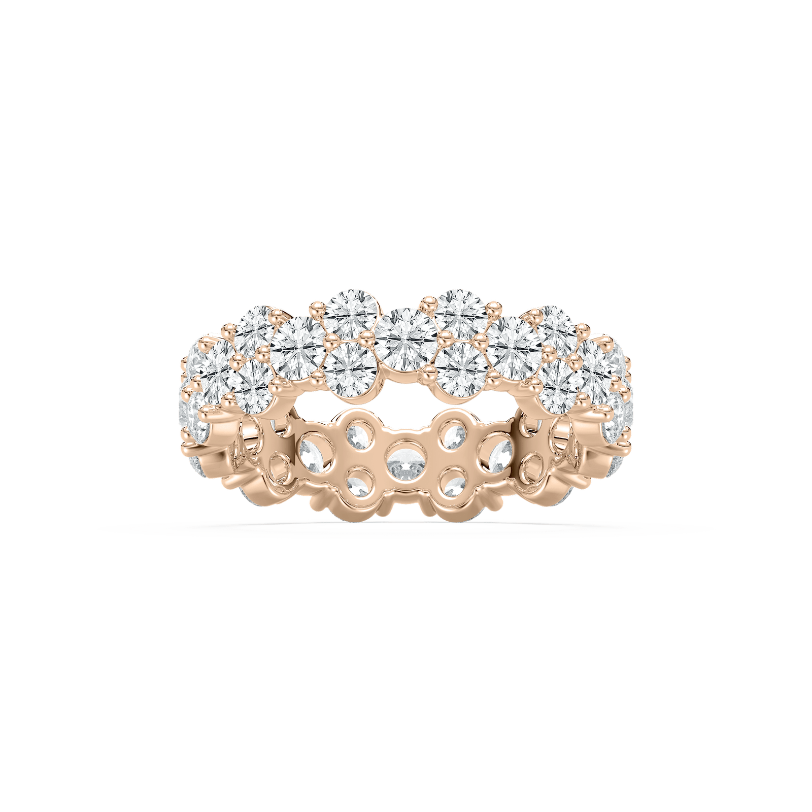 Round Floral Eternity Ring in Rose Gold