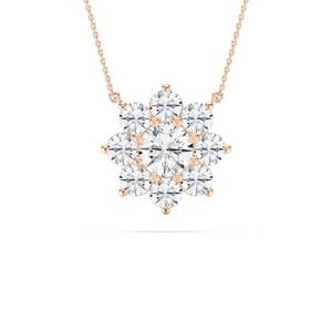 Round Halo Necklace in Rose Gold