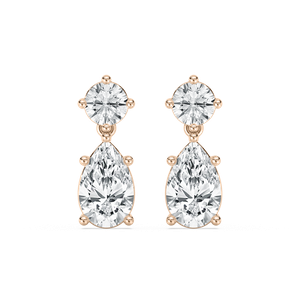 Round Pear Dangling Earrings in Rose Gold