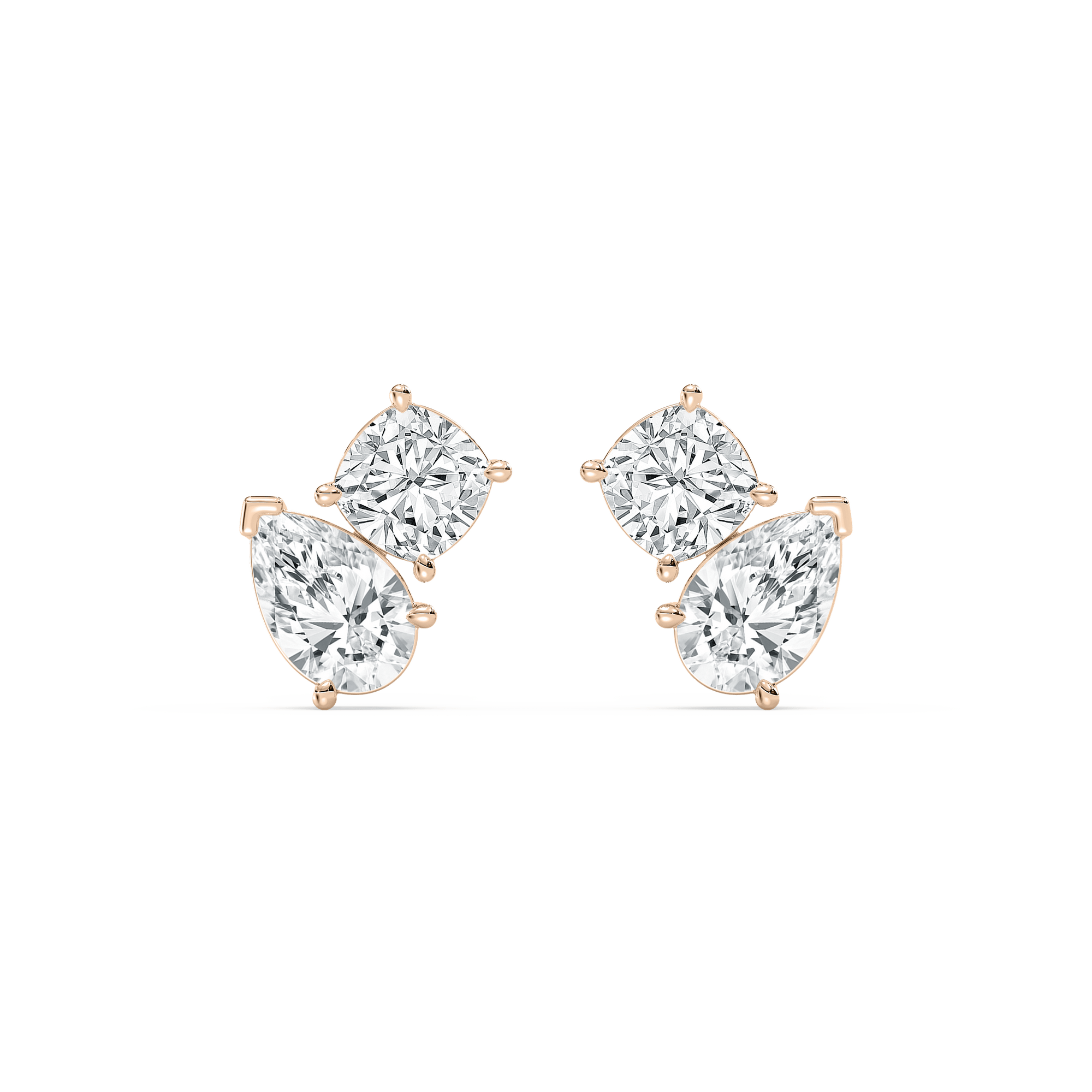 Round Pear Stud Earrings in Rose Gold