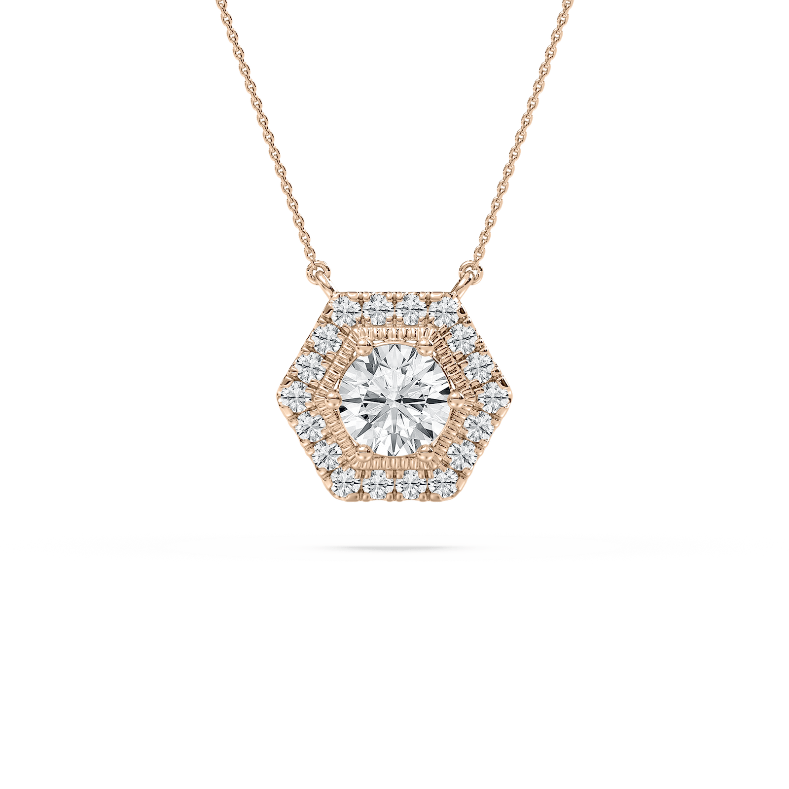 Round Solitaire Accent Necklace in Rose Gold