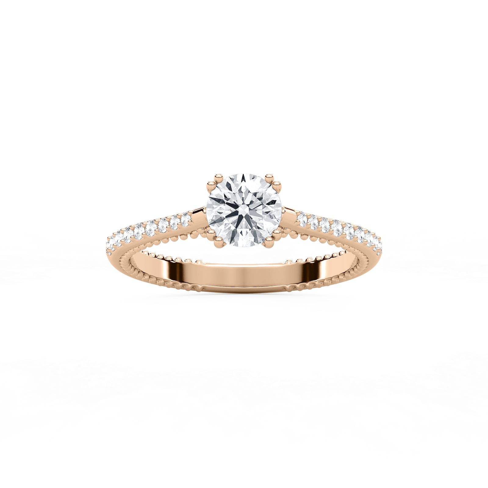 Selah Petite Round Engagement Ring in 14K Rose Gold