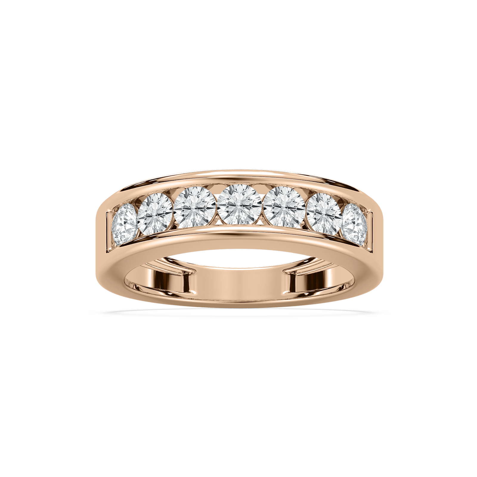 Seven-Stone Channel Set Diamond Band in Rose Gold
