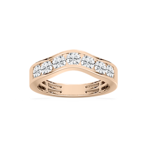 Seven-Stone Curved Channel Band in Rose Gold
