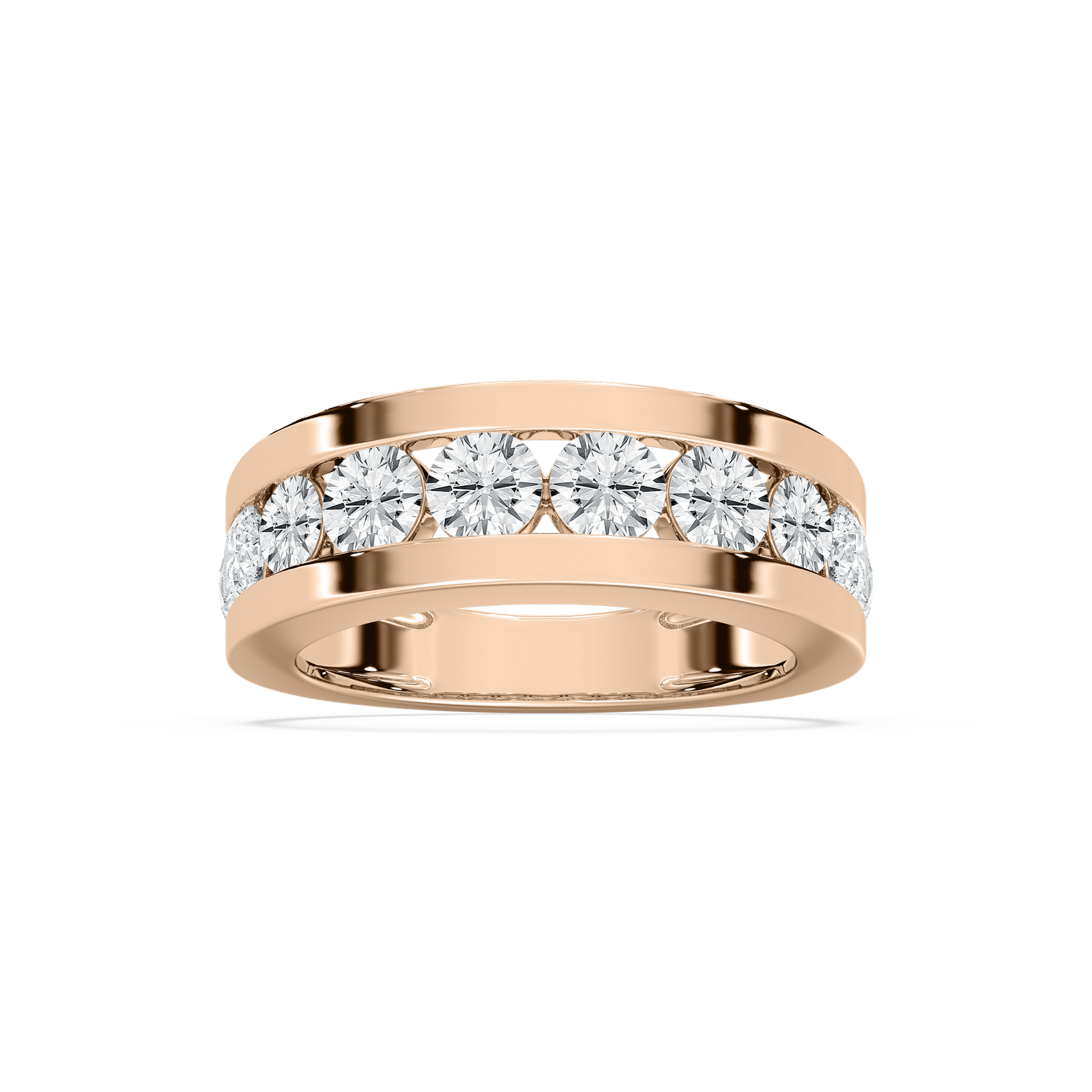 Silas Mens Channel Band in Rose Gold